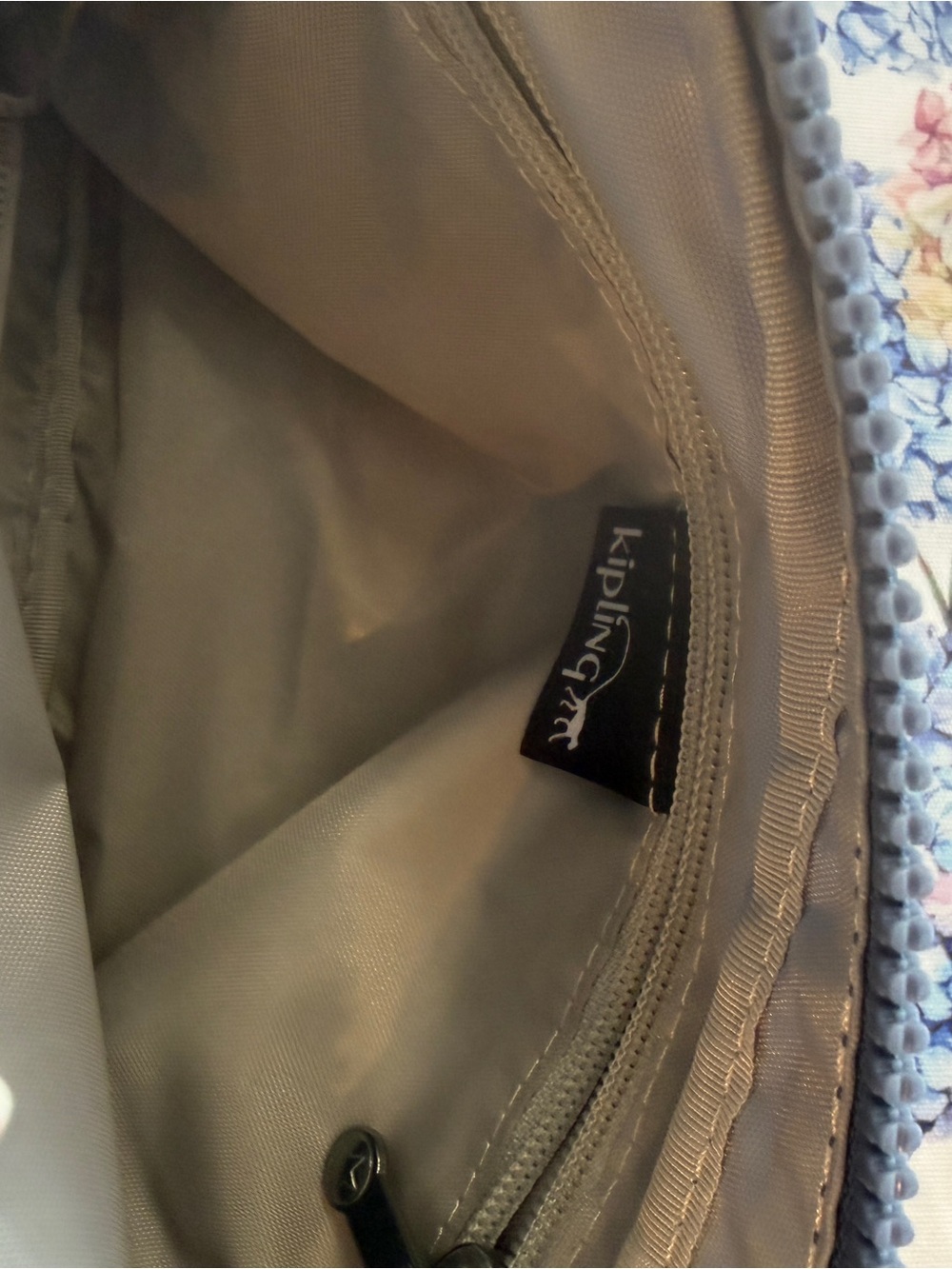 Kipling Slate Blue Crossbody Bag with Monkey Charm Like New - Picture 7 of 9